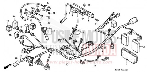 FAISCEAU DES FILS/ BOBINE D'ALLUMAGE XRV650J de 1988